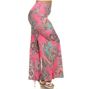 Plus Size Pink Print Palazzo Pants